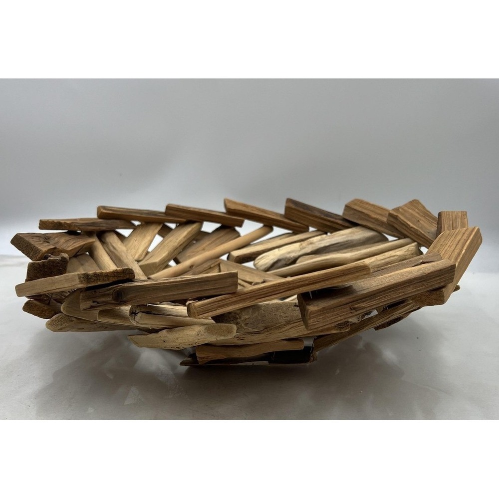 Driftwood Decorative Bowl Basket Handmade Natural Wood Art Centerpiece Beachy